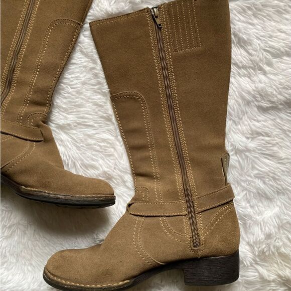 Clarks Derby Palace Leather Boots Tall Tan Side Zip Women’s Size 8 M FLAWED - Picture 9 of 16